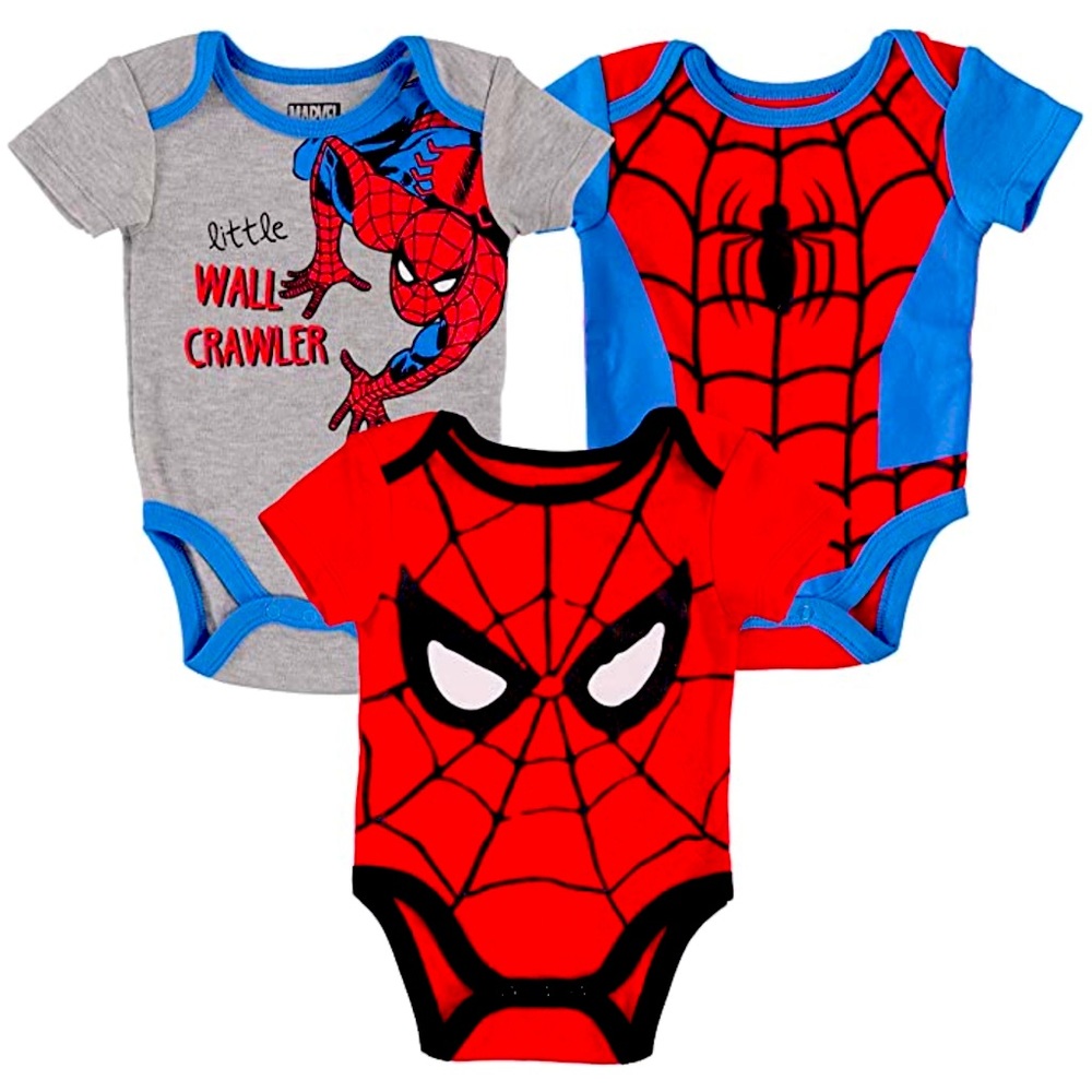 Marvel Spider-Man Baby Onesies Set Spider Man 3pc Short Sleeve Bodysuits Snaps